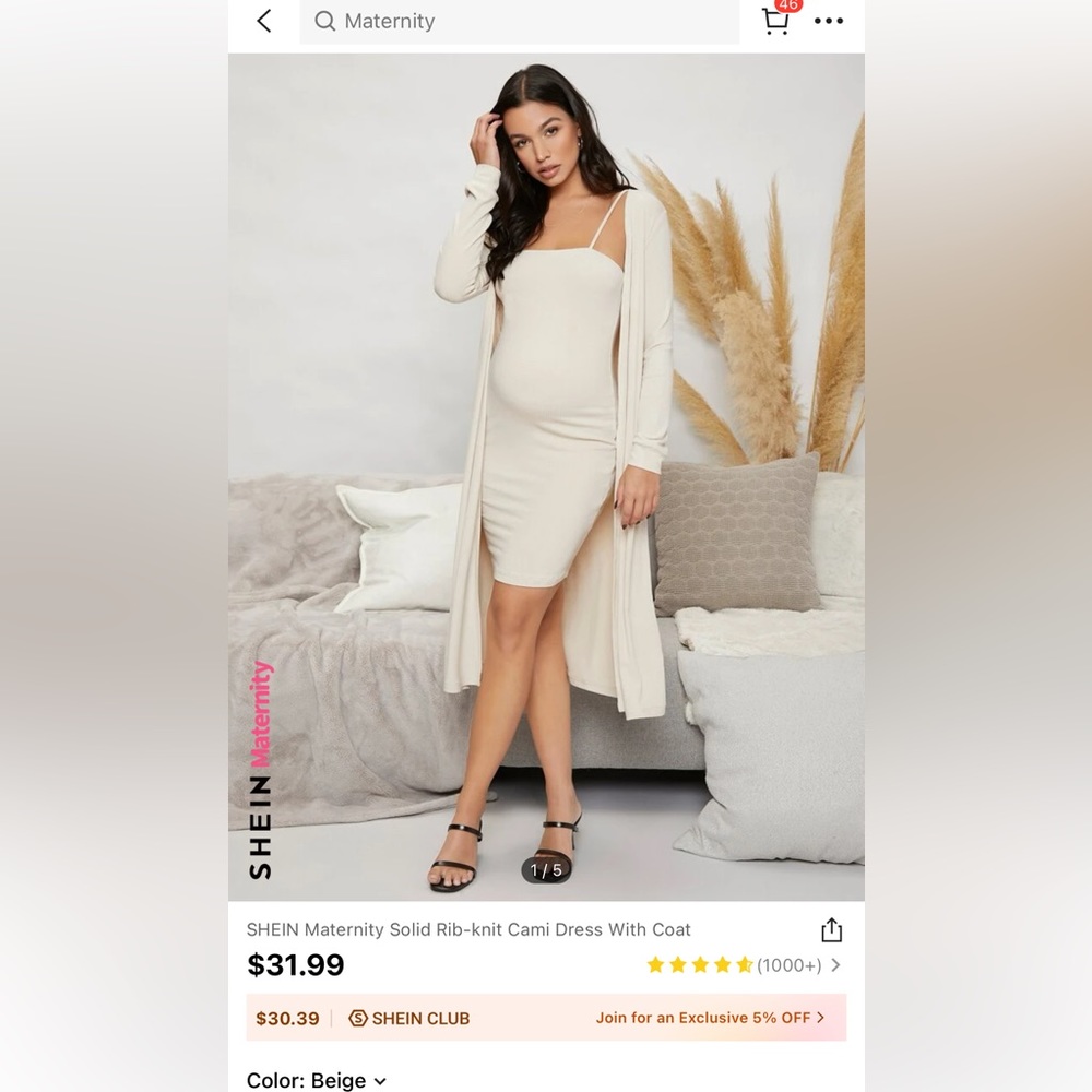 Rib knit cami dress with coat